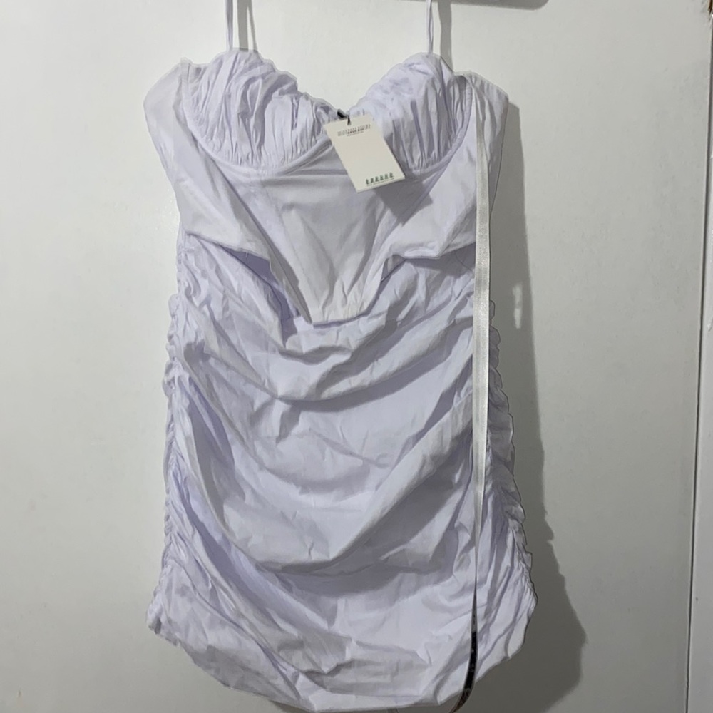 White corset top dress with mid stomach slit Size L but runs smaller